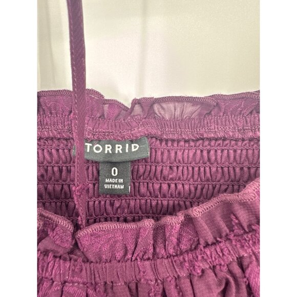 Torrid 0 Womens Purple Floral Textured Chiffon Dress 3/4 Sleeves Size Large - Picture 4 of 8